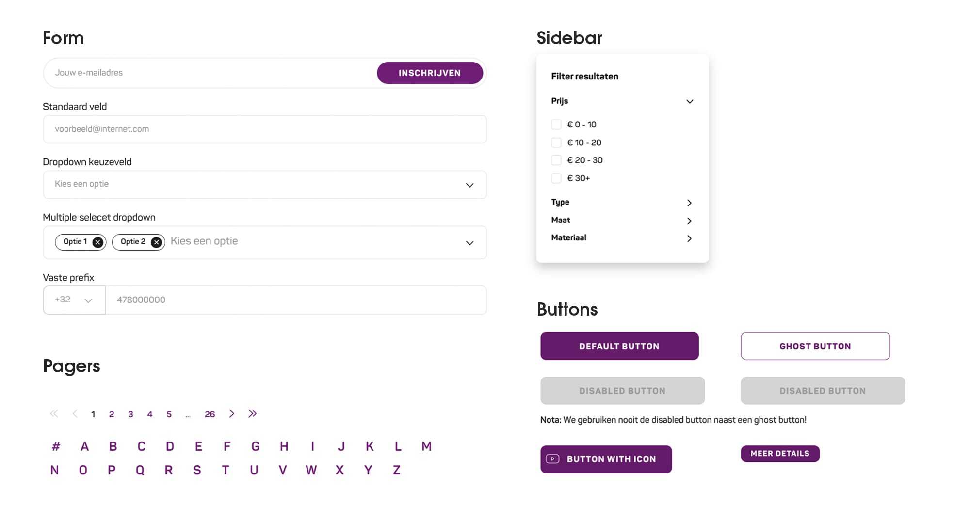 Een handig overzicht van al jouw componenten